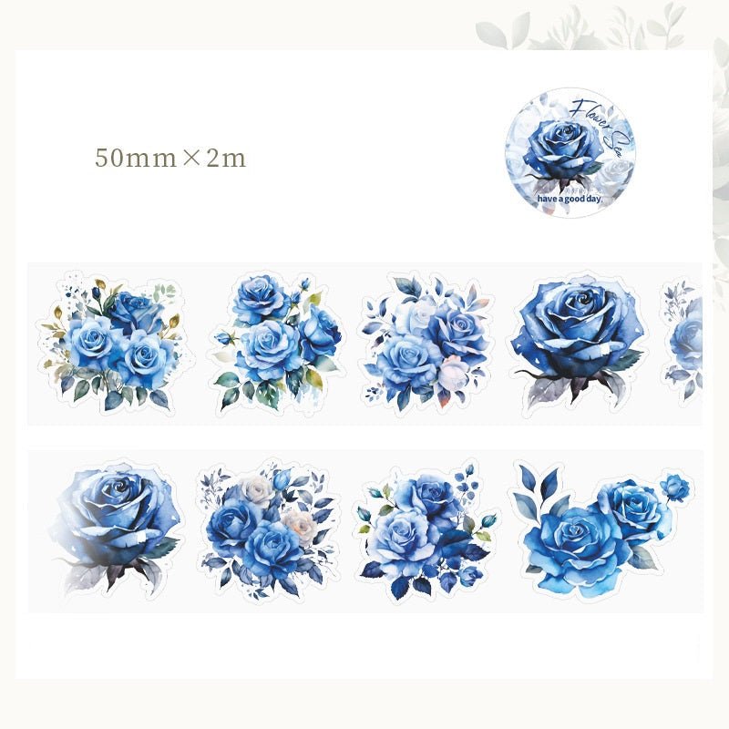 8PCS Sunflower & Rose Floral PET Washi Tape Set for Journaling DIY