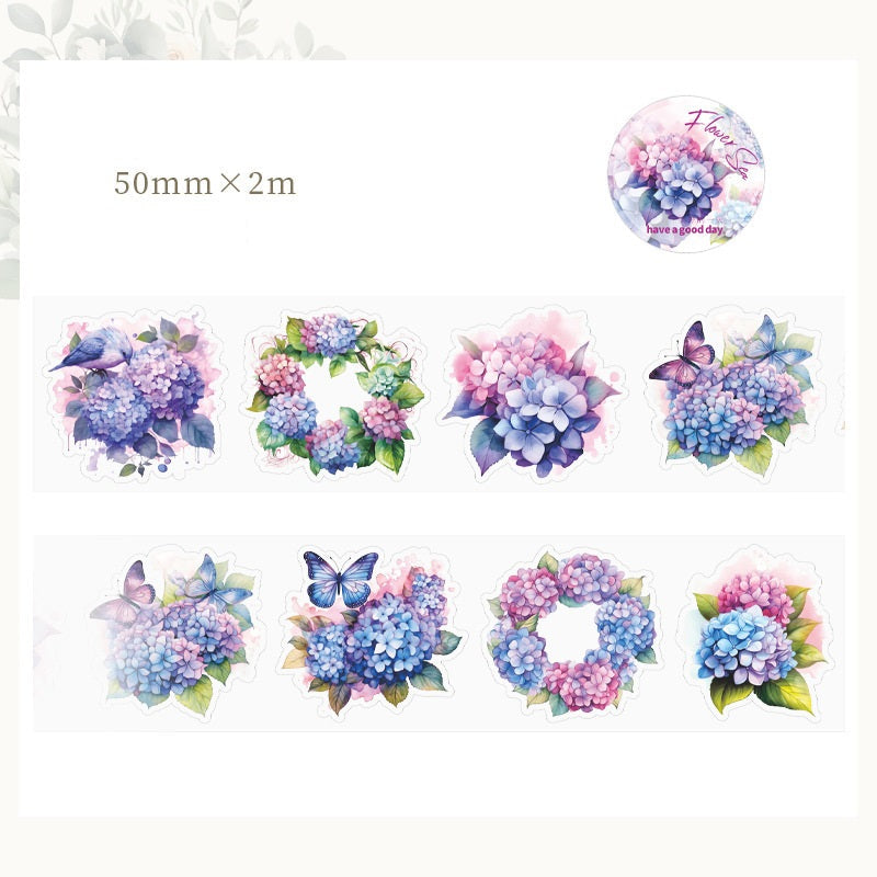 8PCS Sunflower & Rose Floral PET Washi Tape Set for Journaling DIY