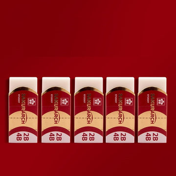 Sakura Arch Erasers, 2B 4B ,5-Pack, White XRAJ-60 Red