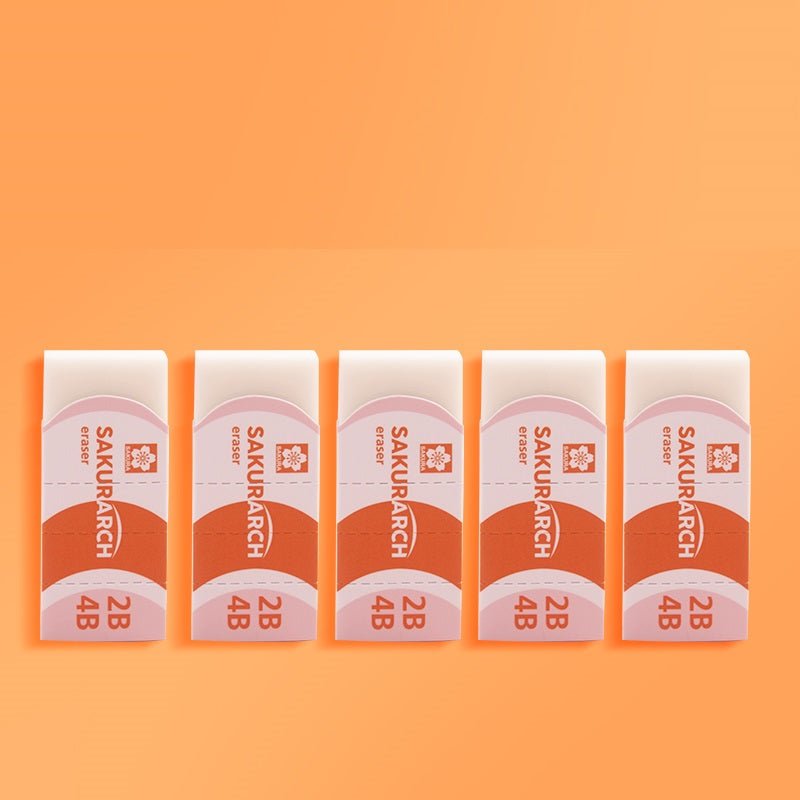 Sakura Arch Erasers, 2B 4B ,5-Pack, White XRAJ-60 Orange