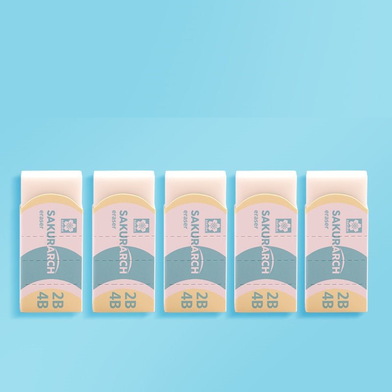 Sakura Arch Erasers, 2B 4B ,5-Pack, White XRAJ-60 Light Blue