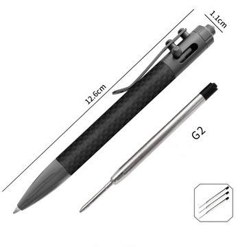Tactical Carbon Fiber Pen for Self-Defense Includes 3 Refills Grey