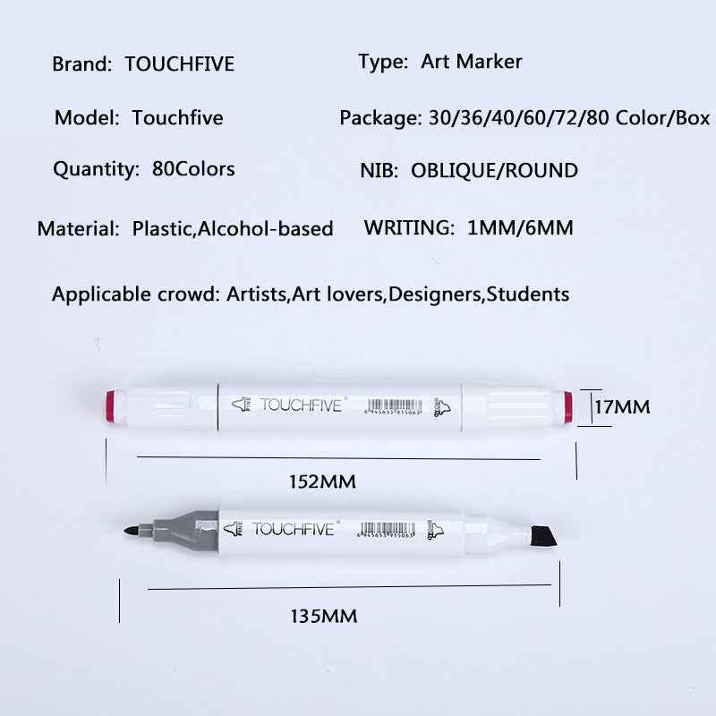 TouchFive Twin Markers 168 Full Colors Art Sketch Alcohol Based Pen Set