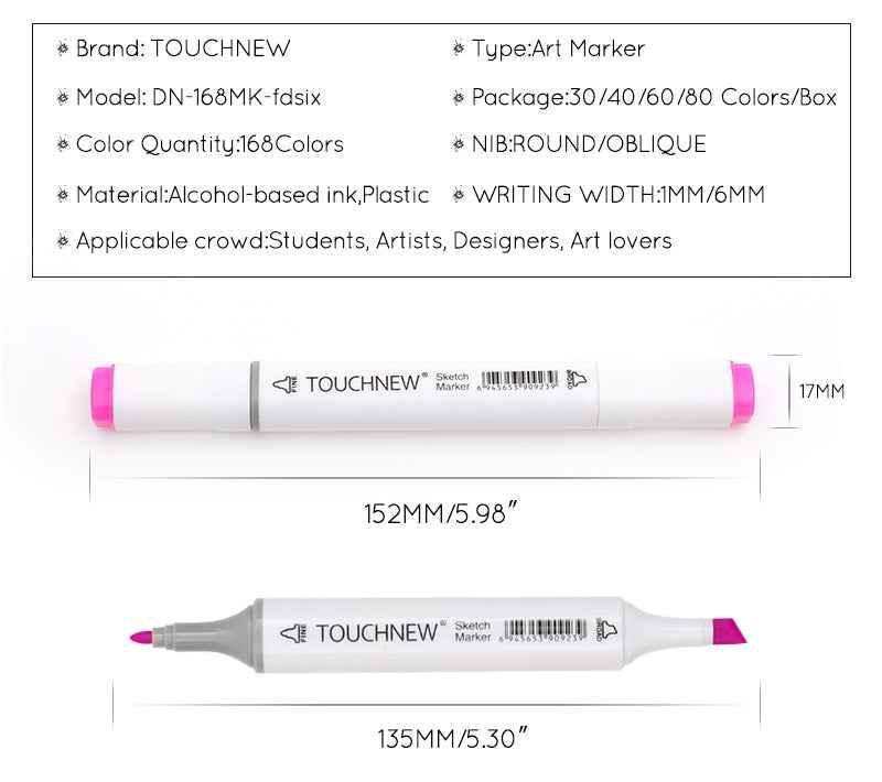 TOUCHNEW 80 Color Sketch Markers Animation Manga Set with Carry Bag