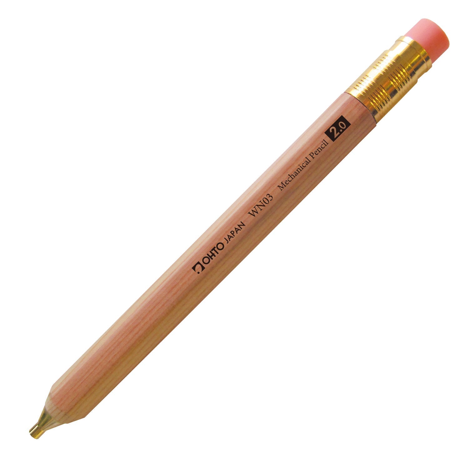 OHTO WN03 Wooden Pencil-Shaped Mechanical Pencil 2.0MM Light Brown
