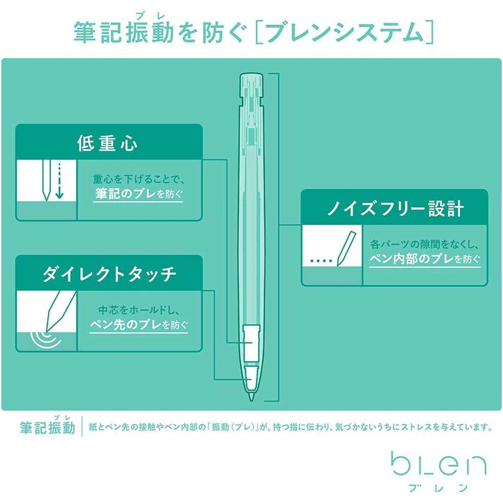 Zebra bLen Ballpoint Pen 0.5mm with 3 Gel Ink Refills