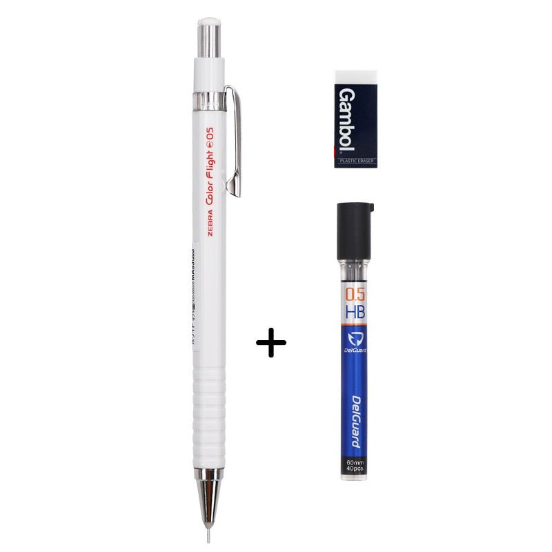 Zebra Color Flight 05 Mechanical Pencil 0.5mm with Leads and Eraser Pink