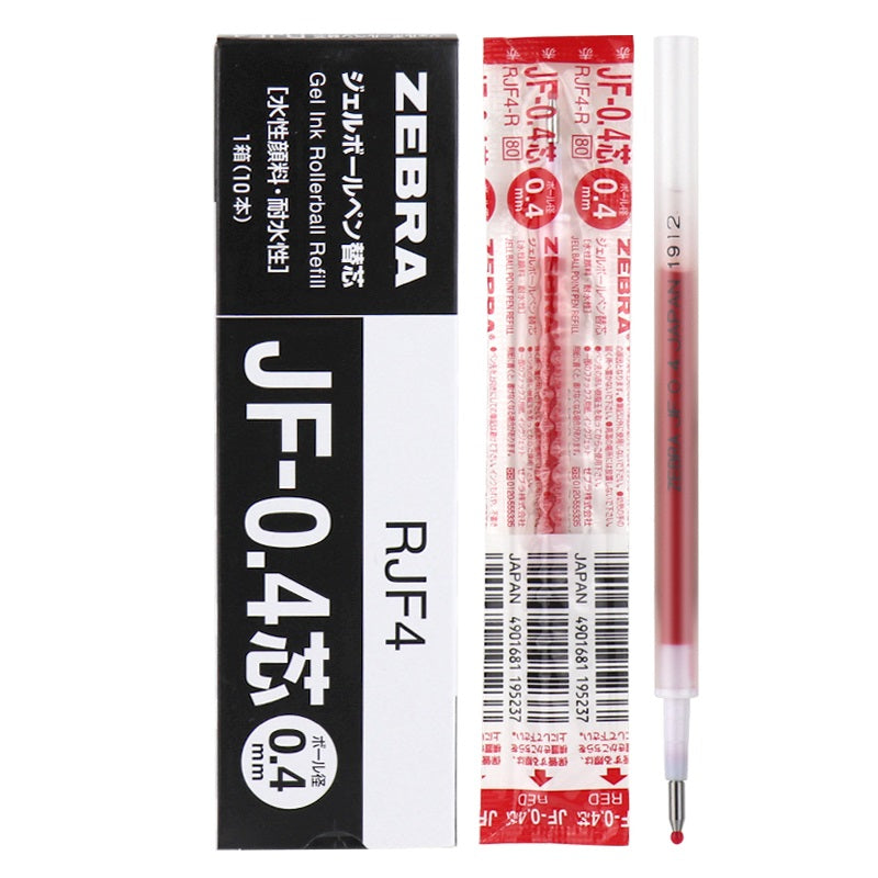 Zebra JF-0.4 Sarasa Gel Ballpoint Pen Refills,0.4mm,10 Pack Red
