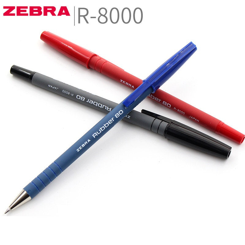 Zebra Rubber 80 R-8000 Ballpoint Pen 0.7mm Black/Red/Blue 10 Pack